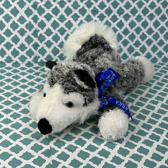 Vintage Aurora Flopsie Wolf 12" Plush Stuffed Animal Alaska 2004 - Picture 1 of 9